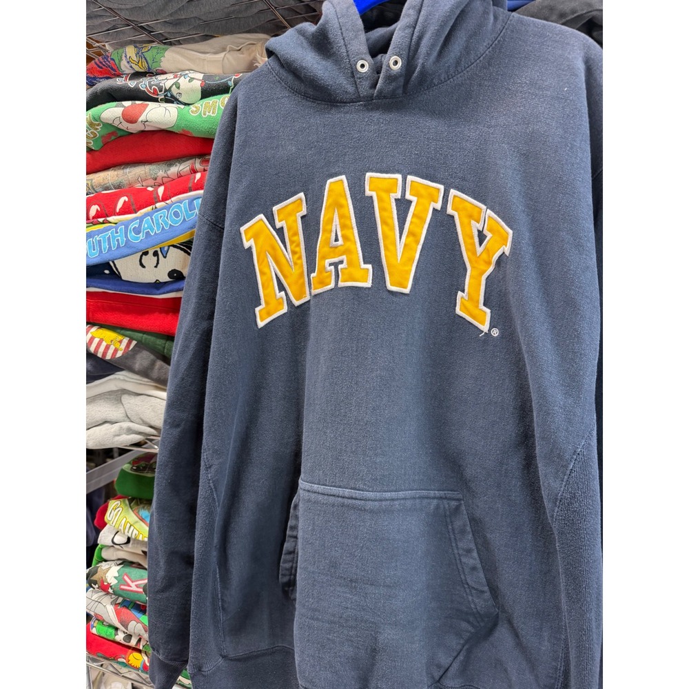 Steve and Barrys Navy Hoodie Mens XL Blue Pullover Sweatshirt Athletic Dept 5761